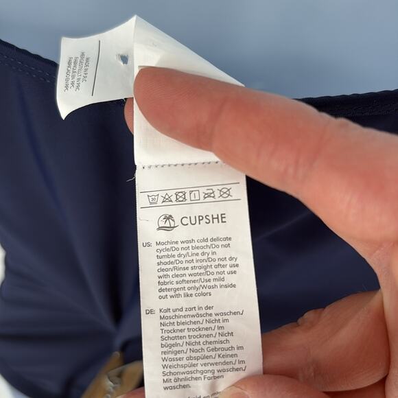 Cupshe Womens Navy Blue One Piece Swimsuit Mesh Details Size Medium - Picture 9 of 16